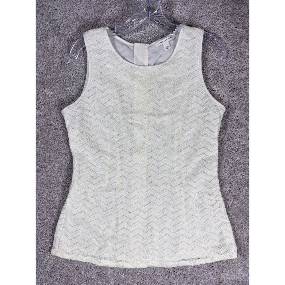 Banana Republic Ivory Chevron Knit Tank Top